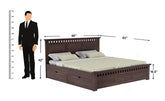 Amer Solid Sheesham Wood Bed With Four Drawers (Queen Size, Walnut Finish)